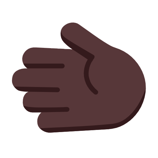 Emoji 🫲🏿 Mano Sinistra: Carnagione Scura su Microsoft Windows 11 23H2.