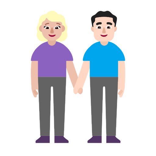 👩🏼‍🤝‍👨🏻 Emoji Mann und Frau halten Hände: mittelhelle Hautfarbe, helle Hautfarbe Microsoft Windows 11 23H2.