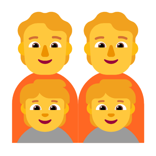 🧑‍🧑‍🧒‍🧒 Emoji Família: Adulto, Adulto, Criança, Criança na Microsoft Windows 11 23H2.