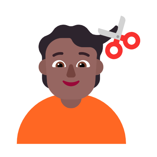 💇🏾 Emoji Person beim Haareschneiden: mitteldunkle Hautfarbe Microsoft Windows 11 23H2.