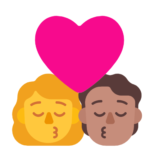 Emoji 👩‍❤️‍💋‍🧑🏽 Bacio Tra Coppia: Donna, persona, Nessun tono della pelle, Carnagione Olivastra su Microsoft Windows 11 23H2.