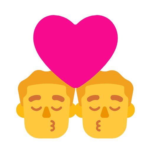 👨‍❤️‍💋‍👨 Emoji sich küssendes Paar: Mann, Mann Microsoft Windows 11 23H2.