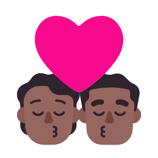 🧑🏾‍❤️‍💋‍👨🏾 Emoji sich küssendes Paar: Person, Mannn, mitteldunkle Hautfarbe Microsoft Windows 11 23H2.