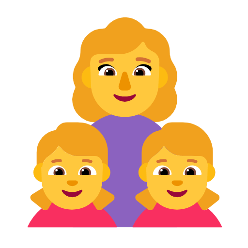 👩‍👧‍👧 Emoji Familie: Frau, Mädchen und Mädchen Microsoft Windows 11 23H2.