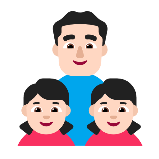 Emoji 👨🏻‍👧🏻‍👧🏻 Famiglia - Uomo, Bambina, Bambina: Carnagione Chiara su Microsoft Windows 11 23H2.