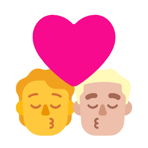 Emoji 🧑‍❤️‍💋‍👨🏼 Bacio Tra Coppia: persona, uomo, Nessun tono della pelle, Carnagione Abbastanza Chiara su Microsoft Windows 11 23H2.