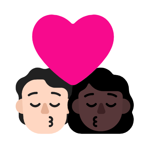 🧑🏻‍❤️‍💋‍👩🏿 Emoji sich küssendes Paar: Person, Frau, helle Hautfarbe, dunkle Hautfarbe Microsoft Windows 11 23H2.