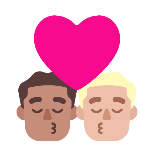 Emoji 👨🏽‍❤️‍💋‍👨🏼 Bacio Tra Coppia - Uomo: Carnagione Olivastra, Uomo: Carnagione Abbastanza Chiara su Microsoft Windows 11 23H2.