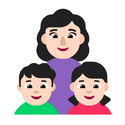 Emoji 👩🏻‍👦🏻‍👧🏻 Famiglia - Donna, Bambino, Bambina: Carnagione Chiara su Microsoft Windows 11 23H2.