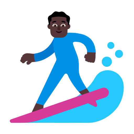 🏄🏿‍♂️ Emoji Surfer: dunkle Hautfarbe Microsoft Windows 11 23H2.
