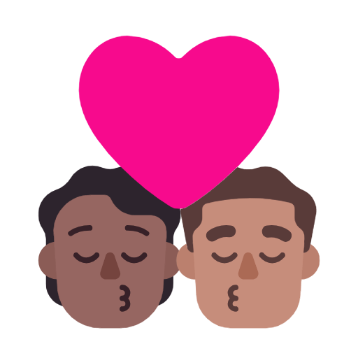 Emoji 🧑🏾‍❤️‍💋‍👨🏽 Bacio Tra Coppia: persona, uomo, Carnagione Abbastanza Scura, Carnagione Olivastra su Microsoft Windows 11 23H2.