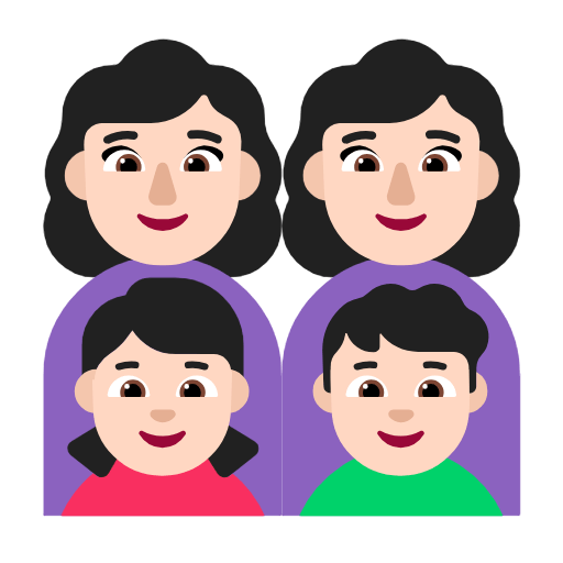 Emoji 👩🏻‍👩🏻‍👧🏻‍👦🏻 Famiglia - Donna, Donna, Bambina, Bambino: Carnagione Chiara su Microsoft Windows 11 23H2.