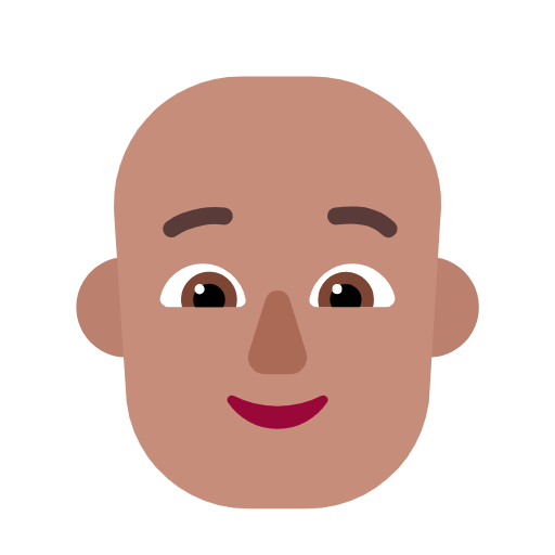 🧑🏽‍🦲 Emoji Persona: Tono De Piel Medio, Sin Pelo en Microsoft Windows 11 23H2.