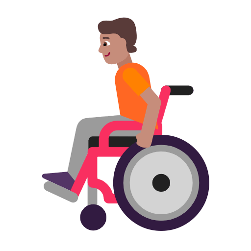 Person in manuellem Rollstuhl: mittlere Hautfarbe Microsoft Windows 11 23H2.