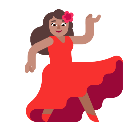 💃🏽 Emoji Mulher Dançando: Pele Morena na Microsoft Windows 11 23H2.