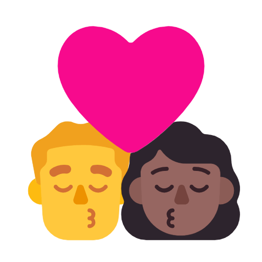 👨‍❤️‍💋‍👩🏾 Emoji sich küssendes Paar Mann, Frau: mitteldunkle Hautfarbe Microsoft Windows 11 23H2.