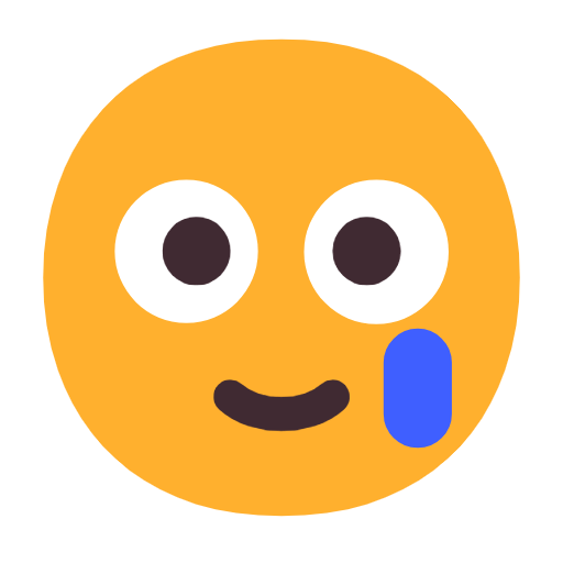 🥲 Emoji Cara sonriente con lágrima en Microsoft Windows 11 23H2.