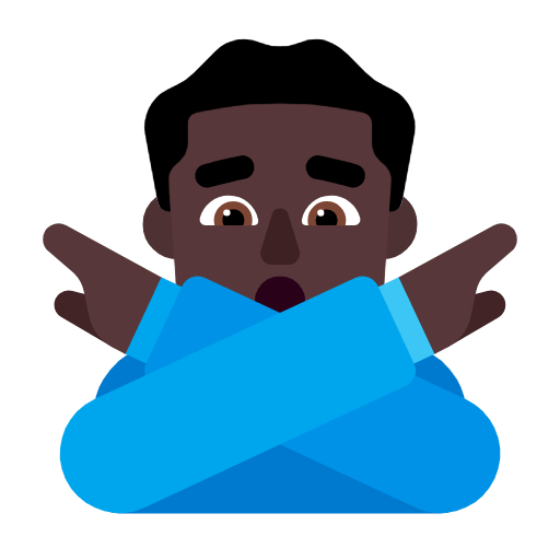 Emoji 🙅🏿‍♂️ Uomo Con Gesto Di Rifiuto: Carnagione Scura su Microsoft Windows 11 23H2.