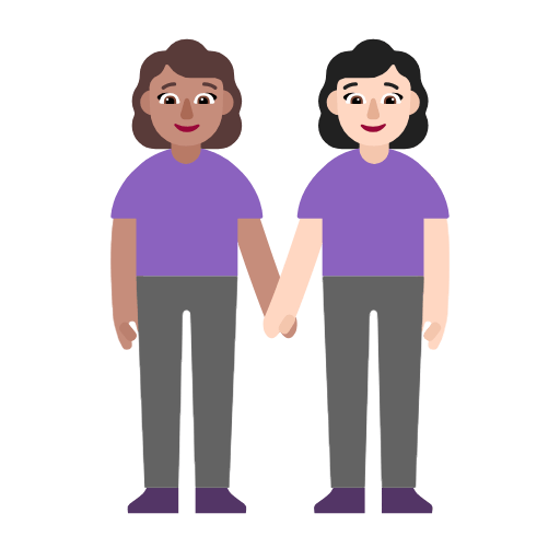 Emoji 👩🏽‍🤝‍👩🏻 Due Donne Che Si Tengono Per Mano: Carnagione Olivastra E Carnagione Chiara su Microsoft Windows 11 23H2.