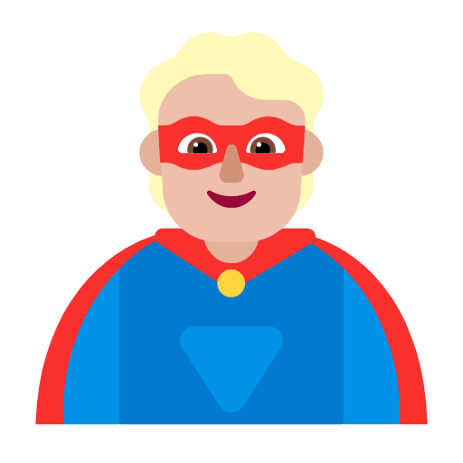 🦸🏼 Emoji Personaje De Superhéroe: Tono De Piel Claro Medio en Microsoft Windows 11 23H2.
