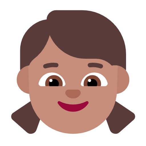 👧🏽 Emoji Mädchen: mittlere Hautfarbe Microsoft Windows 11 23H2.