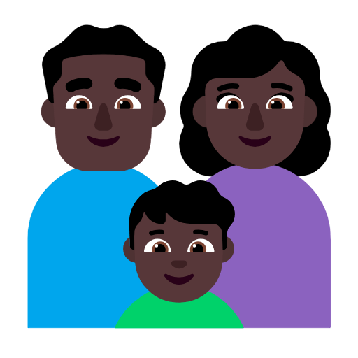Emoji 👨🏿‍👩🏿‍👦🏿 Famiglia - Uomo, Donna, Bambino: Carnagione Scura su Microsoft Windows 11 23H2.