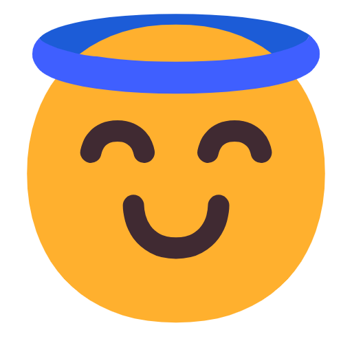 Emoji 😇 Faccina Con Sorriso E Aureola su Microsoft Windows 11 23H2.