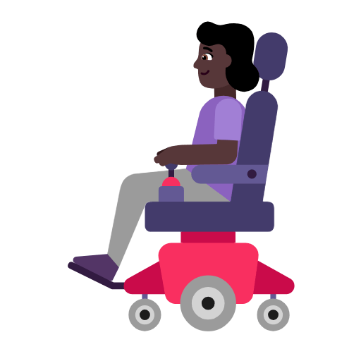 👩🏿‍🦼 Emoji Mulher Em Cadeira De Rodas Motorizada: Pele Escura na Microsoft Windows 11 23H2.