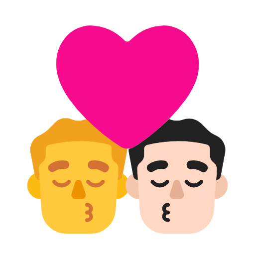 Emoji 👨‍❤️‍💋‍👨🏻 Bacio Tra Coppia - Uomo, Uomo: Carnagione Chiara su Microsoft Windows 11 23H2.