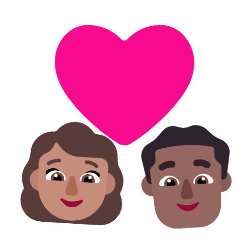 Emoji 👩🏽‍❤️‍👨🏾 Coppia Con Cuore - Donna: Carnagione Olivastra, Uomo: Carnagione Abbastanza Scura su Microsoft Windows 11 23H2.