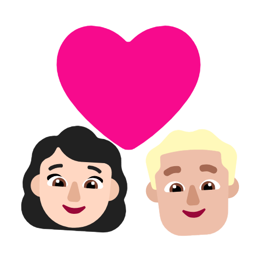 Emoji 👩🏻‍❤️‍👨🏼 Coppia Con Cuore - Donna: Carnagione Chiara, Uomo: Carnagione Abbastanza Chiara su Microsoft Windows 11 23H2.