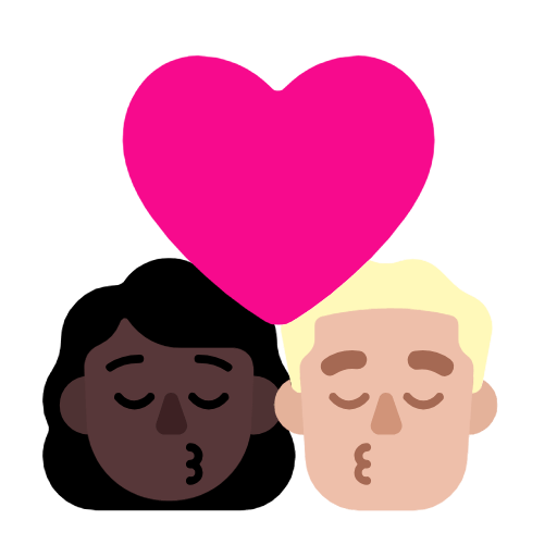 Emoji 👩🏿‍❤️‍💋‍👨🏼 Bacio Tra Coppia - Donna: Carnagione Scura, Uomo: Carnagione Abbastanza Chiara su Microsoft Windows 11 23H2.