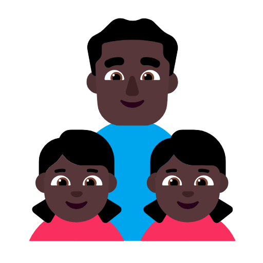 👨🏿‍👧🏿‍👧🏿 Emoji Família - Homem, Menina, Menina: Pele Escura na Microsoft Windows 11 23H2.