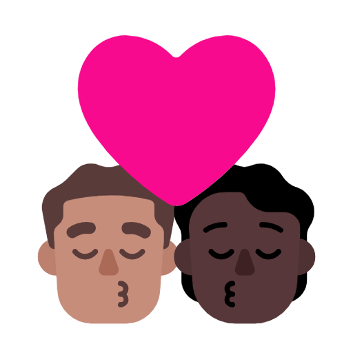 Emoji 👨🏽‍❤️‍💋‍🧑🏿 Bacio Tra Coppia: uomo, persona, Carnagione Olivastra, Carnagione Scura su Microsoft Windows 11 23H2.