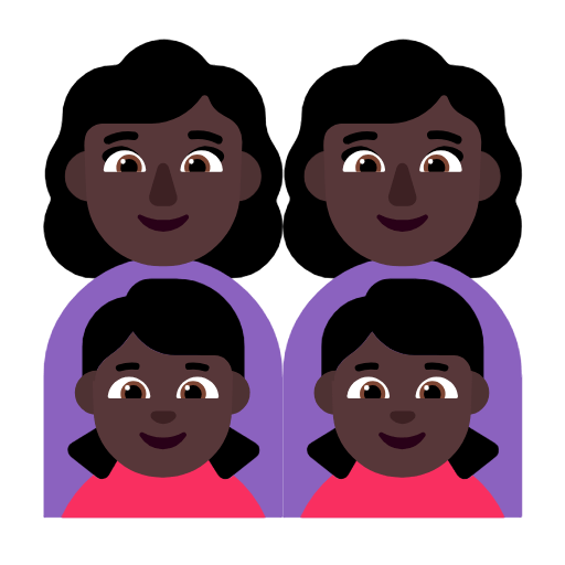 👩🏿‍👩🏿‍👧🏿‍👧🏿 Emoji Familie - Frau, Mann, Mädchen, Mädchen: dunkle Hautfarbe Microsoft Windows 11 23H2.