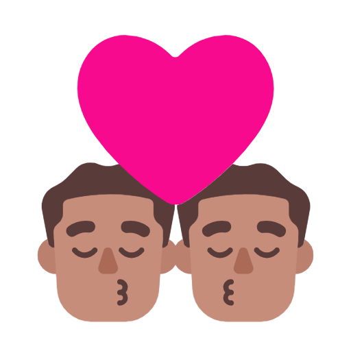 Emoji 👨🏽‍❤️‍💋‍👨🏽 Bacio Tra Coppia - Uomo: Carnagione Olivastra, Uomo: Carnagione Olivastra su Microsoft Windows 11 23H2.