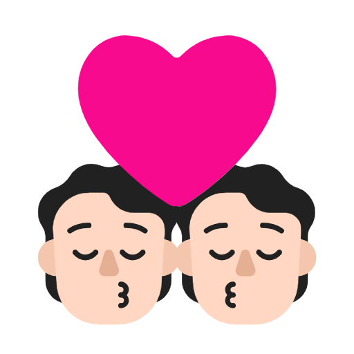 Emoji 🧑🏻‍❤️‍💋‍🧑🏻 Bacio Tra Coppia: persona, persona, Carnagione Chiara su Microsoft Windows 11 23H2.