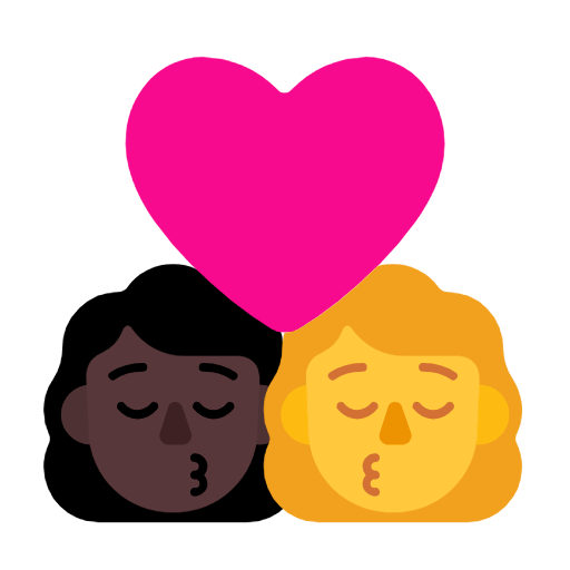 👩🏿‍❤️‍💋‍👩 Emoji sich küssendes Paar - Frau: dunkle Hautfarbe, Frau Microsoft Windows 11 23H2.