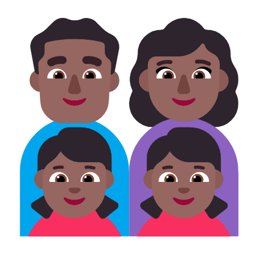 👨🏾‍👩🏾‍👧🏾‍👧🏾 Emoji Familia - Hombre, Mujer, Niña, Niña: Tono De Piel Oscuro Medio en Microsoft Windows 11 23H2.