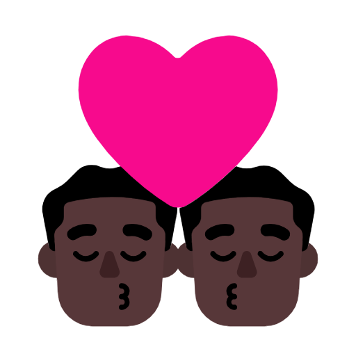 👨🏿‍❤️‍💋‍👨🏿 Emoji sich küssendes Paar - Mann: dunkle Hautfarbe, Mann: dunkle Hautfarbe Microsoft Windows 11 23H2.