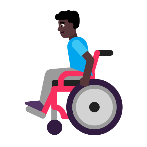 Mann in manuellem Rollstuhl: dunkle Hautfarbe Microsoft Windows 11 23H2.