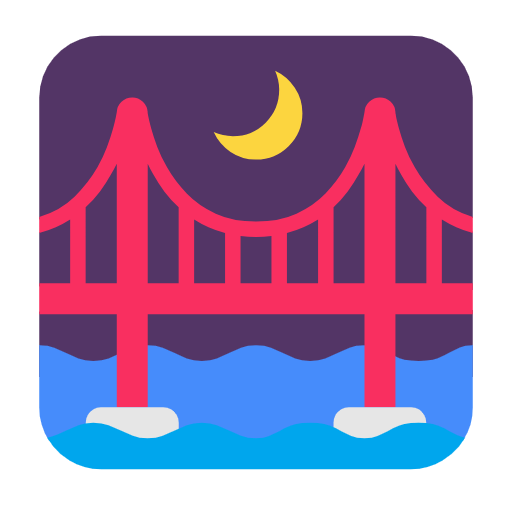 Emoji 🌉 Ponte Di Notte su Microsoft Windows 11 23H2.