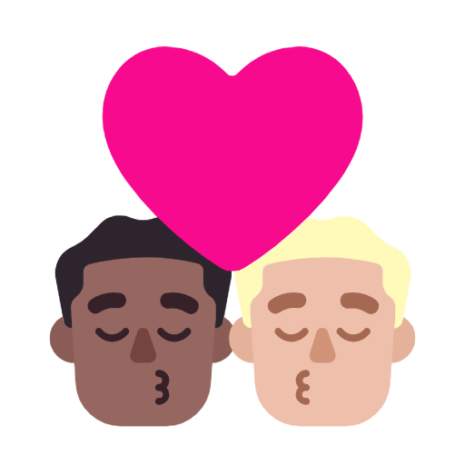 👨🏾‍❤️‍💋‍👨🏼 Emoji sich küssendes Paar - Mann: mitteldunkle Hautfarbe, Mann: mittelhelle Hautfarbe Microsoft Windows 11 23H2.