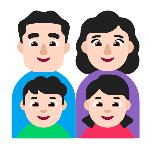 Emoji 👨🏻‍👩🏻‍👦🏻‍👧🏻 Famiglia - Uomo, Donna, Bambino, Bambina: Carnagione Chiara su Microsoft Windows 11 23H2.