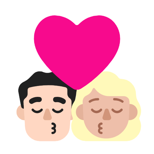 Emoji 👨🏻‍❤️‍💋‍👩🏼 Bacio Tra Coppia - Uomo: Carnagione Chiara, Donna: Carnagione Abbastanza Chiara su Microsoft Windows 11 23H2.
