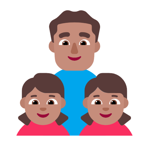 👨🏽‍👧🏽‍👧🏽 Emoji Familia - Hombre, Niña, Niña: Tono De Piel Medio en Microsoft Windows 11 23H2.