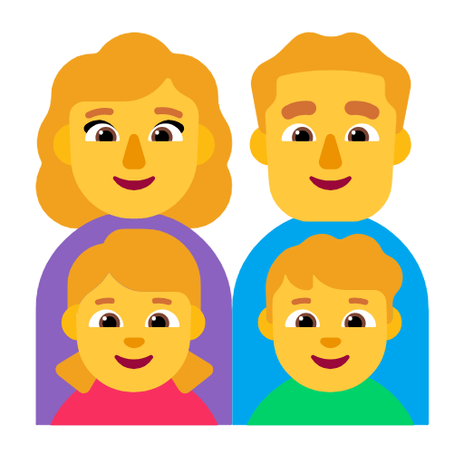 👩‍👨‍👧‍👦 Emoji Familie: Frau, Mann, Mädchen, Junge Microsoft Windows 11 23H2.