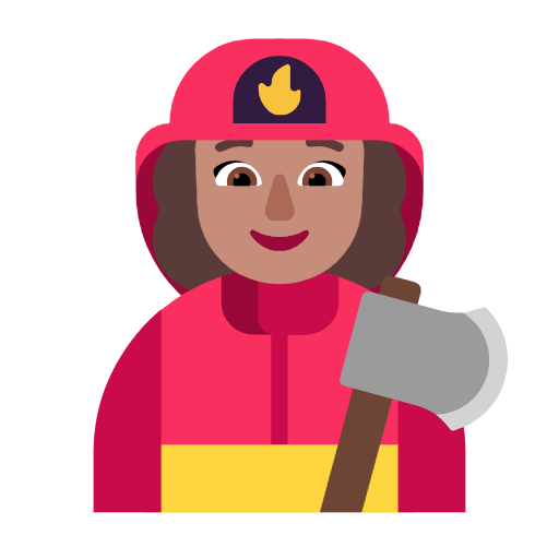 Emoji 👩🏽‍🚒 Pompiere Donna: Carnagione Olivastra su Microsoft Windows 11 23H2.