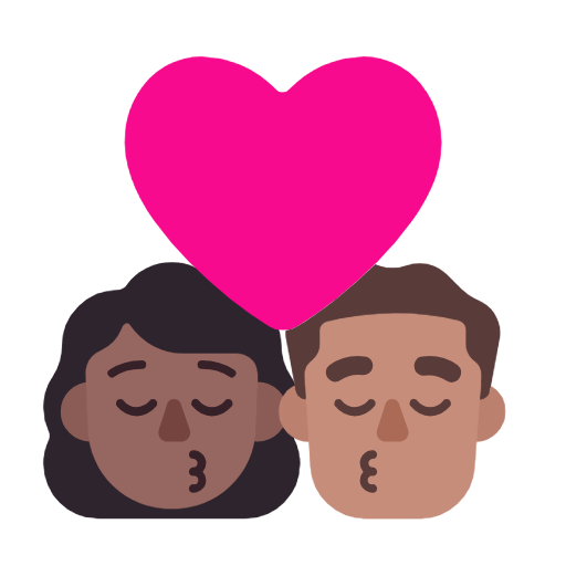 👩🏾‍❤️‍💋‍👨🏽 Emoji sich küssendes Paar - Frau: mittelhelle Hautfarbe, Mann: mittlere Hautfarbe Microsoft Windows 11 23H2.