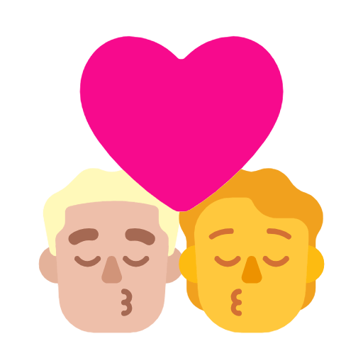👨🏼‍❤️‍💋‍🧑 Emoji sich küssendes Paar: Mannn, Person, mittelhelle Hautfarbe, Kein Hautton Microsoft Windows 11 23H2.